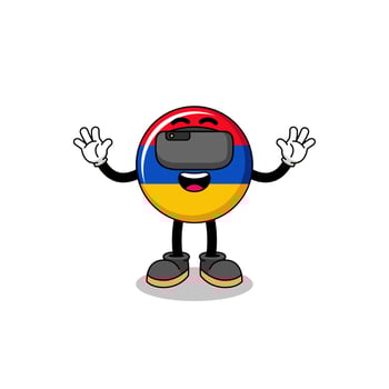 Illustration of armenia flag with a vr headset vector