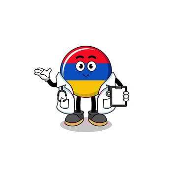 Cartoon mascot of armenia flag doctor vector