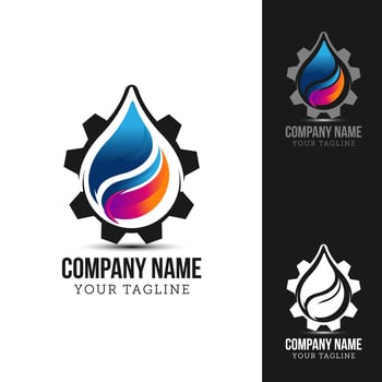 gear wheel and fire or flame symbol. Mechanical engineering and industry vector icon.