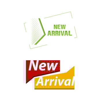 NEW ARRIVAL quote as banner. Drawn commercial lettering for flyer, poster, advertisement, label. vector