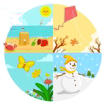 Vector illustration of 4 types of seasons