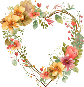 Floral Heart Frame Watercolor png