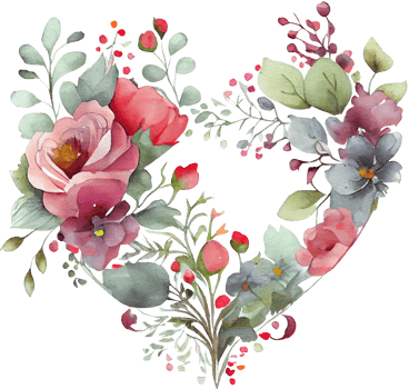 Floral Heart Frame Watercolor png