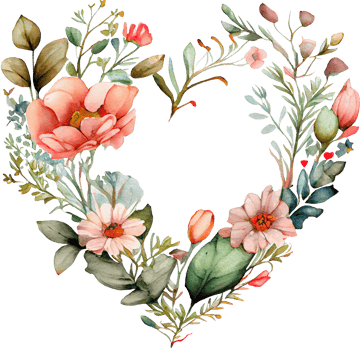 Floral Heart Frame Watercolor png