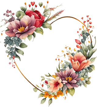 Floral Heart Frame Watercolor png