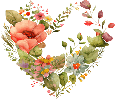 Floral Heart Frame Watercolor png