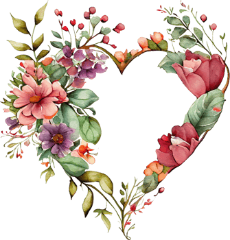 Floral Heart Frame Watercolor png