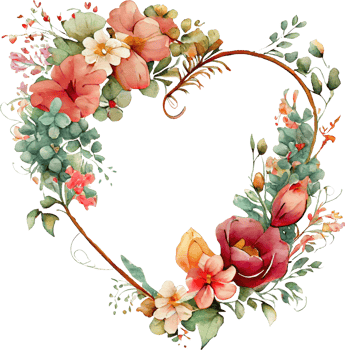 Floral Heart Frame Watercolor png