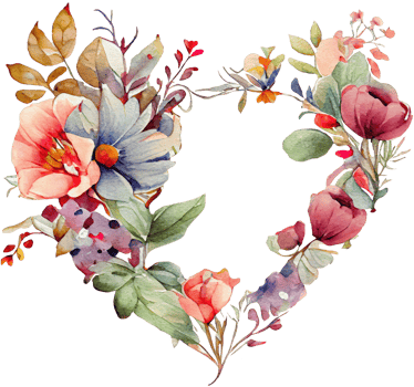 Floral Heart Frame Watercolor png