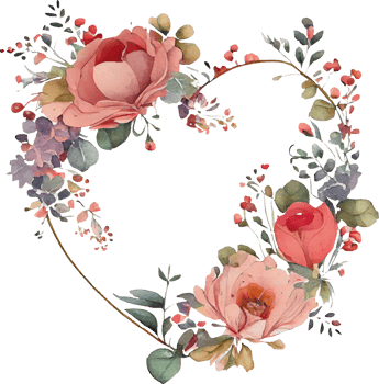Floral Heart Frame Watercolor png