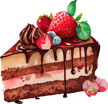 Chocolate Strawberry Cake Watercolor png