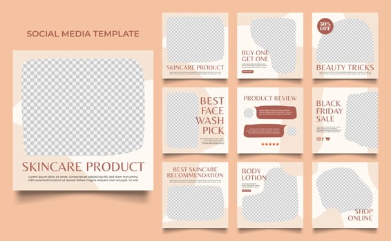 social media template banner beauty care cosmetic and spa sale promotion vector