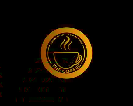 Isolated brown color cup in retro style logo, logotype for coffee shop vector illustration on brown background