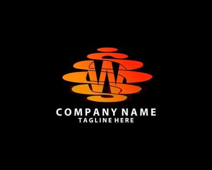 Simple Clean logo design initial letter W combine with moon. vector