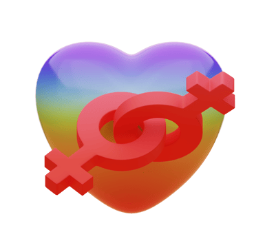 3D rendering. Lesbian symbol or homosexual symbol and rainbow heart. png