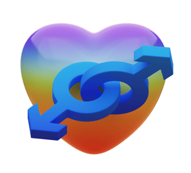 3D rendering. Gay symbol or homosexual symbol and rainbow heart. png