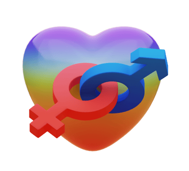 3D rendering. Gender symbol and rainbow heart. LGBTQ Gender. png
