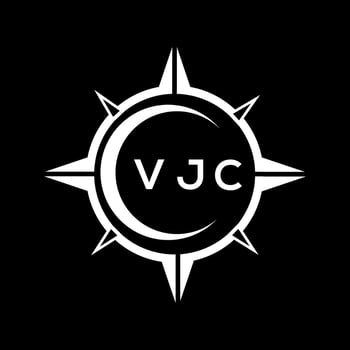 VJC abstract technology logo design on Black background. VJC creative initials letter logo concept. vector