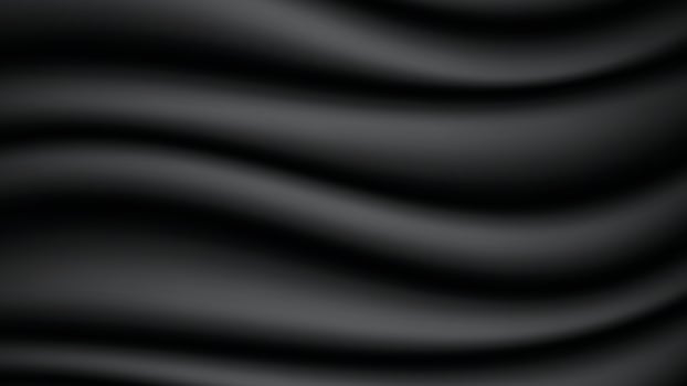 Abstract background of black fabric texture. Wallpaper luxury by soft curve of canvas and wave. Illustration background of black cloth and satin. vector