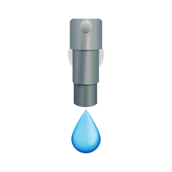 Modern faucet water and droplets illustration with front view png