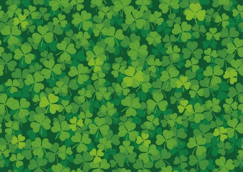 Vector Seamless Clover Background Illustration For St. Patricks Day. Horizontally And Vertically Repeatable.