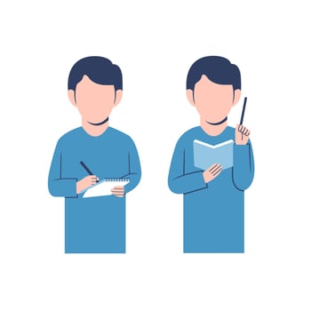 Set Of Man Writing Character vector