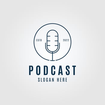 microphone podcast logo line art simple minimalist vector illustration design
