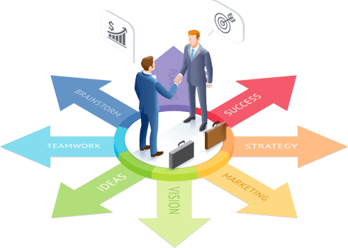Business partnership on arrow png