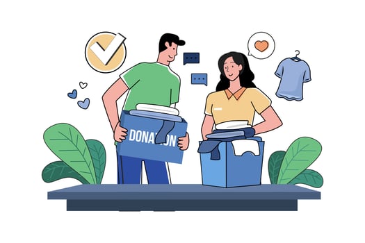 Volunteers Donate Clothes To The Poor vector