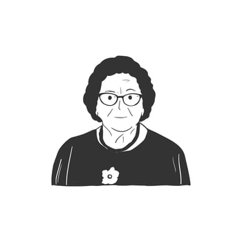 old grandmother avatar illustration wearing glasses vector