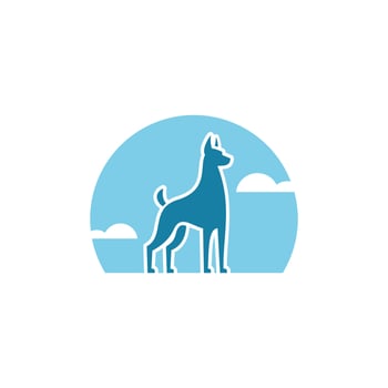 dog doberman pet animal scenery blue sky vector