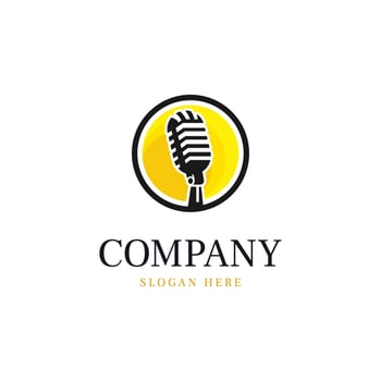 yellow podcast circle mic talk vector