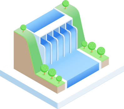 Hydroelectric power generation isometric png