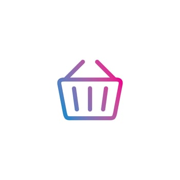 Shopping basket outline gradient icon vector