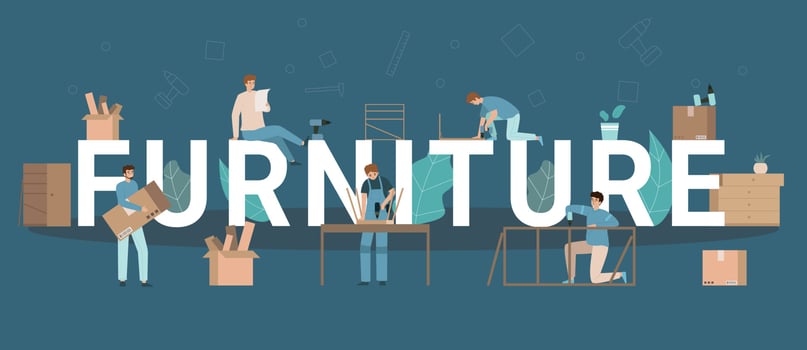 Furniture Assembly Text Composition vector