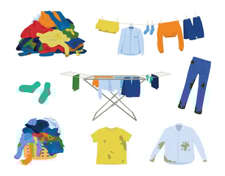 Laundry Clothes Flat Icons vector