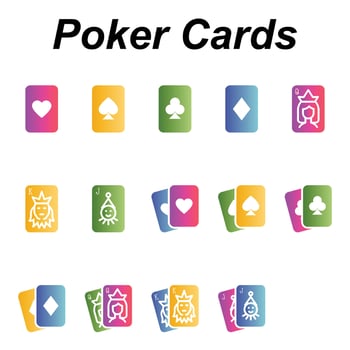 Gradient color icons for poker cards. vector
