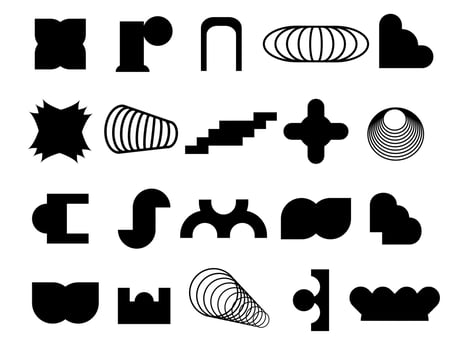 Set brutalism shapes for swiss minimal style. Vector illustration