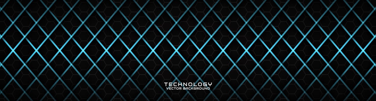 3D black techno abstract background overlap layer on dark space with blue rhombus effect decoration. Modern graphic design element cutout style concept for banner, flyer, card, or brochure cover vector