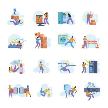 Workplace Safety Flat Set vector