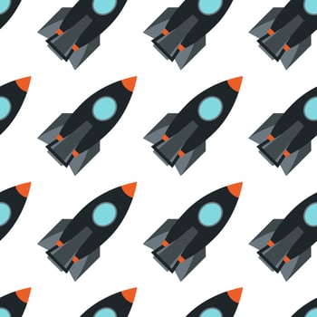 Seamless pattern with space rocket. Vector illustration.