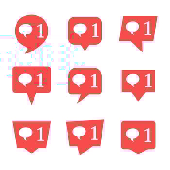 Set of nine notifications in social media with comment. Vector illustration.