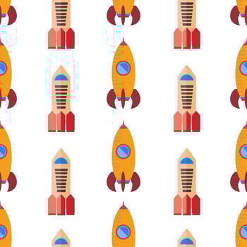 Seamless pattern with space rocket. Vector illustration.