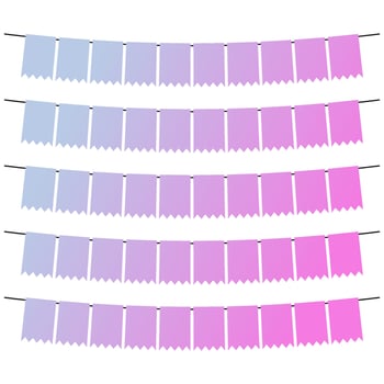 Colorful flags and bunting garlands for decoration. Decor elements with various patterns. Vector illustration
