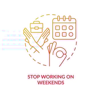 Stop work on weekends red gradient concept icon. Burnout recovery. Day off. Rest schedule. Avoid overwork abstract idea thin line illustration. Isolated outline drawing vector