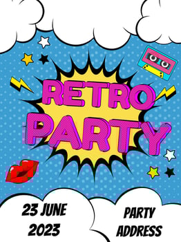 Retro comic style party poster vector