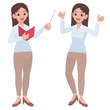 young pretty lady happy working poses vector