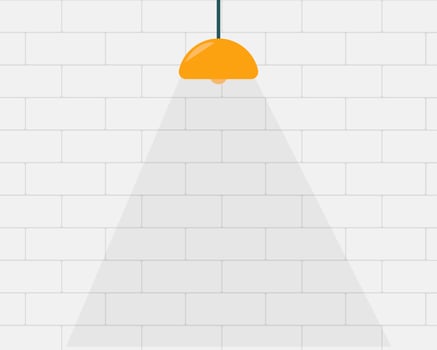 Cement White brick wall with yellow lamp on the top, background for advertising and presentation indoor. Space for your text or copy vector