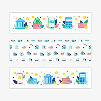 Banners with money transaction icons. vector