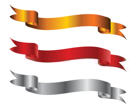 Elegant Gold, Red and Silver Ribbon Banner Set. vector